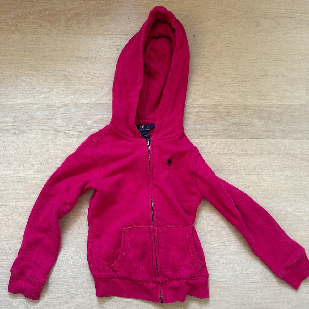 Polo Ralph Lauren Pink Zip Up Hoodie - Size 6